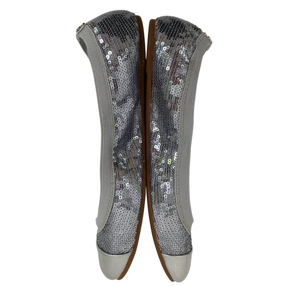 Coach Womens Silver Sequin Ballet Flats Size 7B Q10643 Purse Shoes EUC - Picture 10 of 12